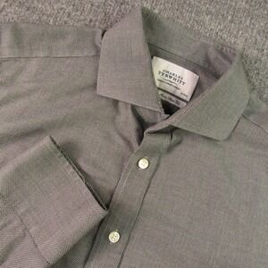 Charles Tyrwhitt Dress Shirt Mens 16.5 35 Grey Slim Fit Non Iron Cotton
